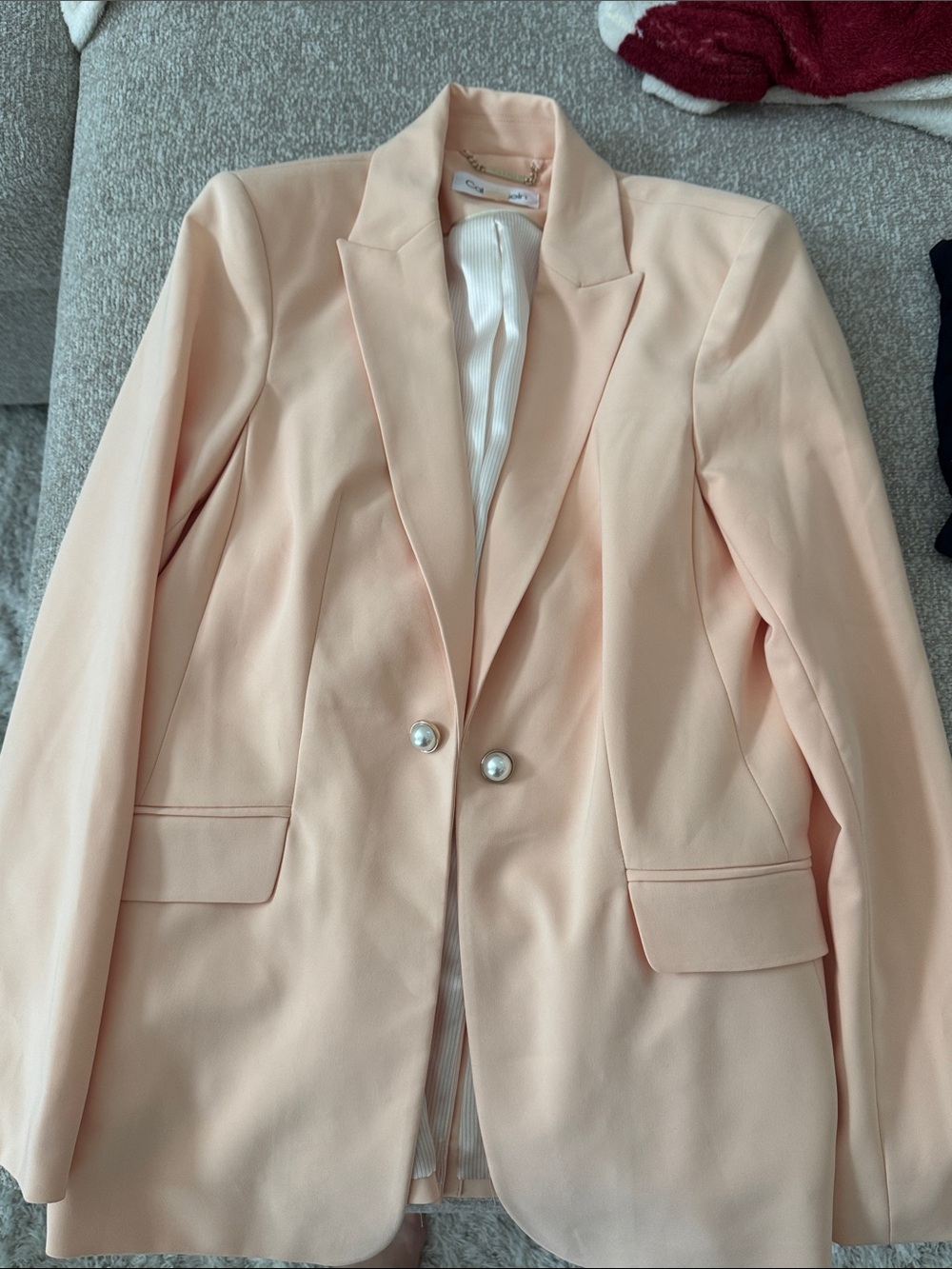 Tailored Calvin Klein Peach Pearl-Button Women's Blazer